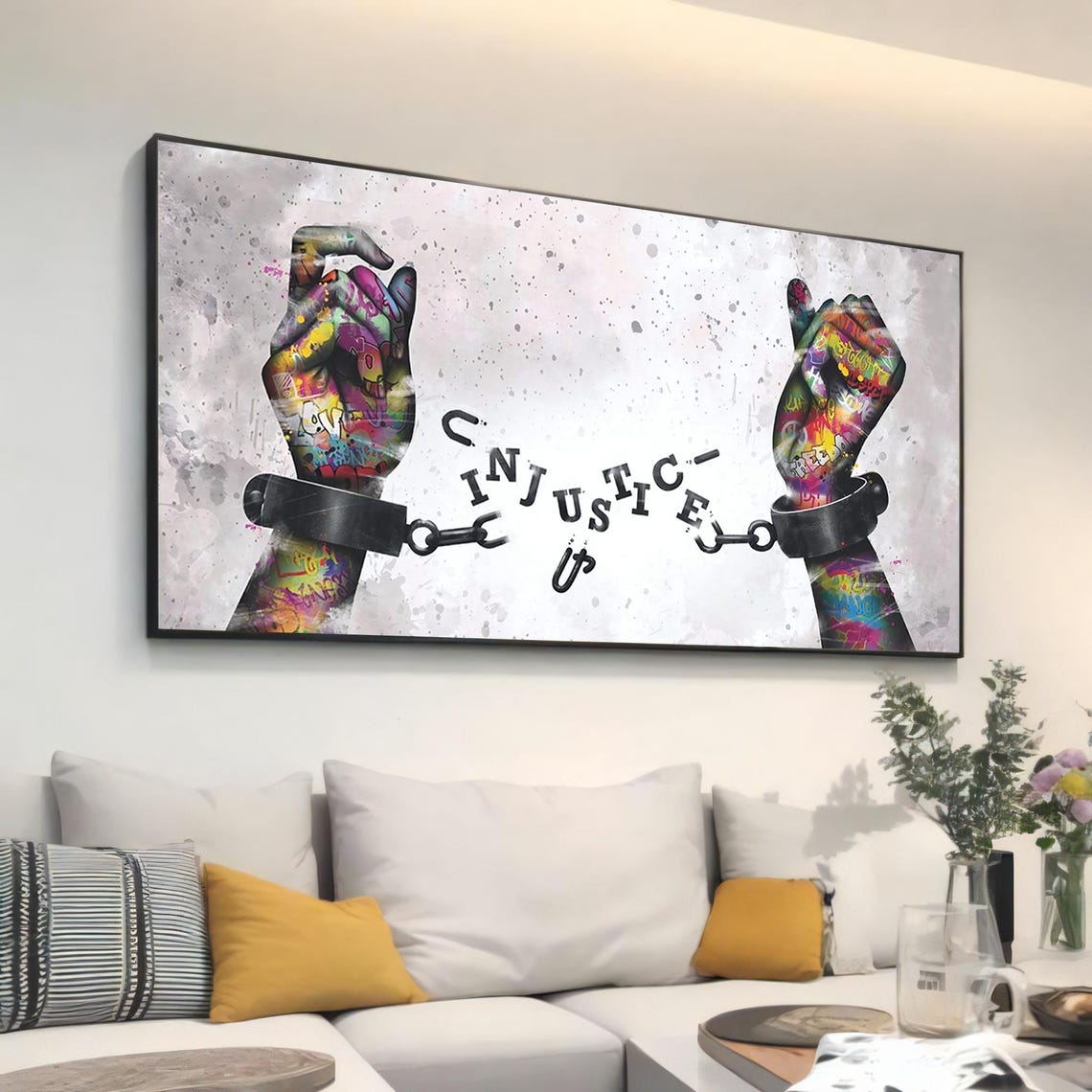 Graffiti Inspired Injustice Break Free Wall Art Bold Statement Piece For Modern Spaces