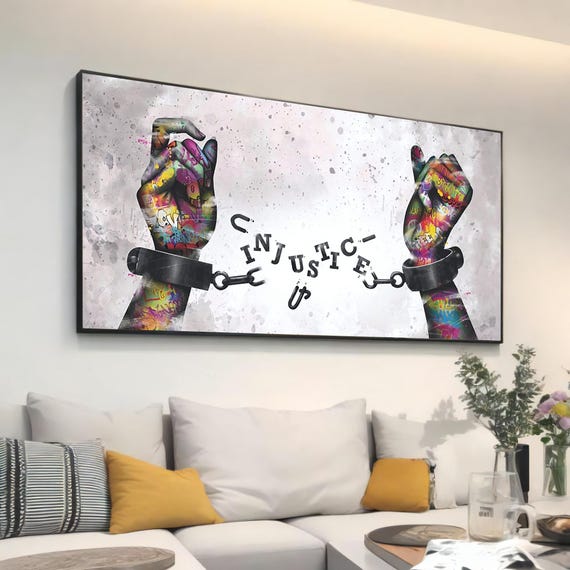 Graffiti Inspired Injustice Break Free Wall Art Bold Statement Piece For Modern Spaces
