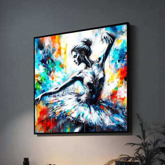Abstract Ballerina In Motion Colorful Dance Art For Modern Living Spaces Painting Home Decor