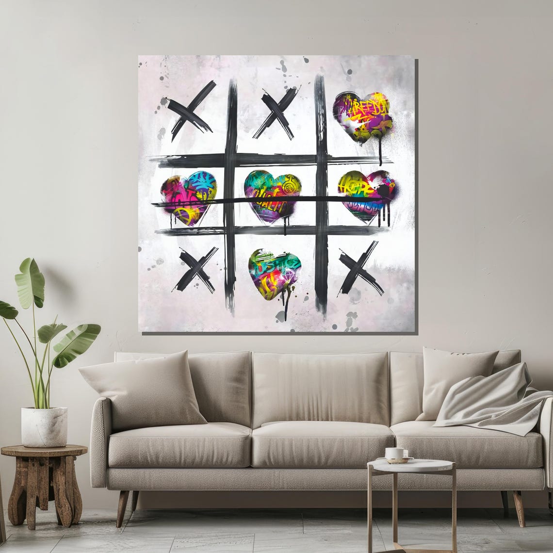 Graffiti Tic Tac Toe Hearts Bold Urban Street Art Game Poster - Image 2
