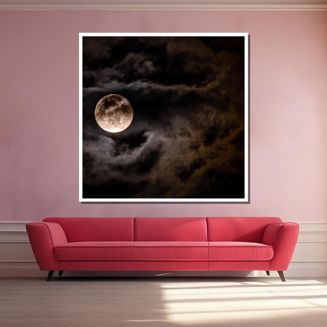 Full Moon Shining Through Dark Moody Night Clouds Serene Night Poster - Image 3