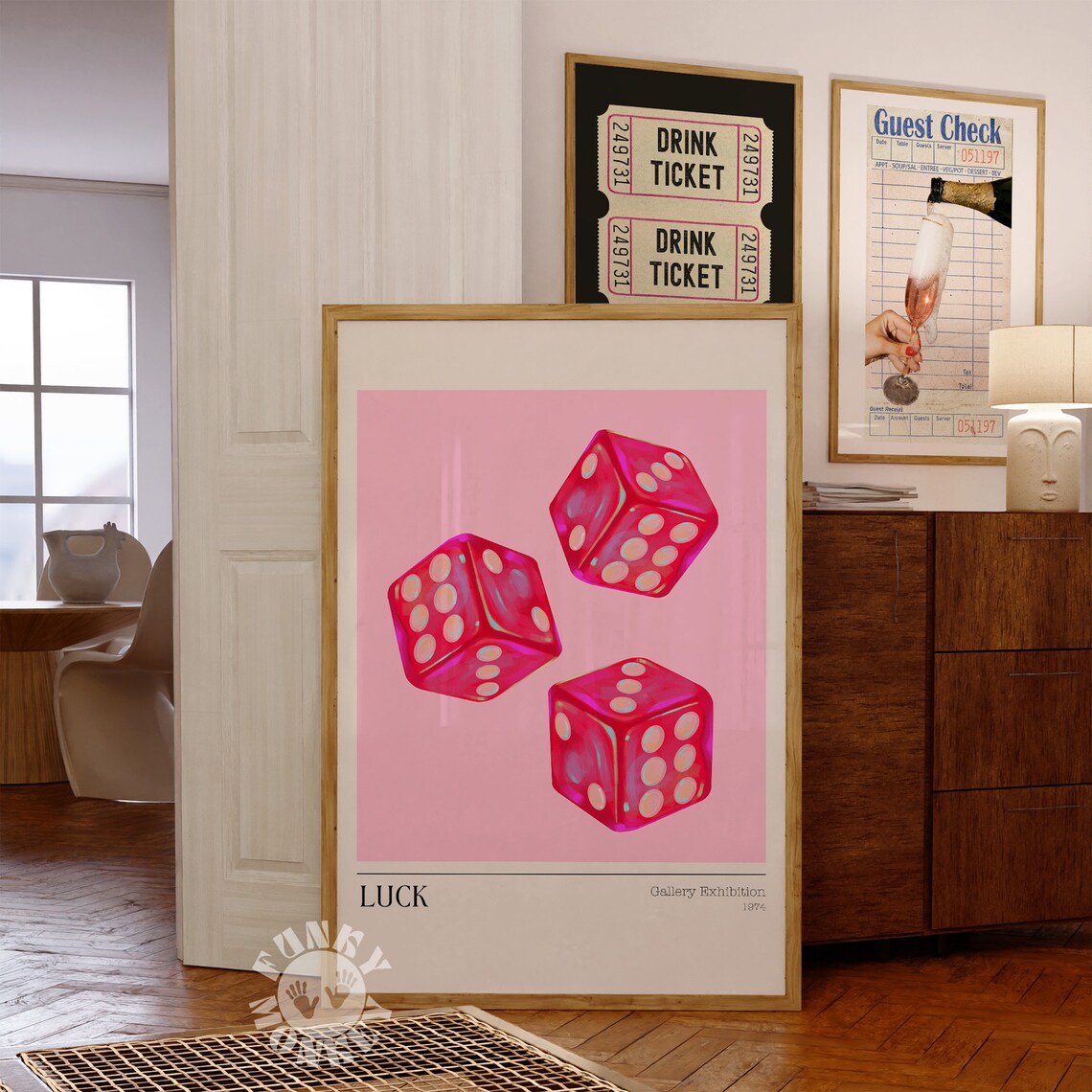 Luck Gallery Exhibition Print, Retro Dice Poster