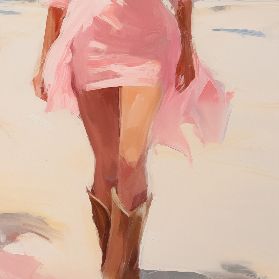 Coastal Cowgirl Trendy Print, Pink Western Art Print