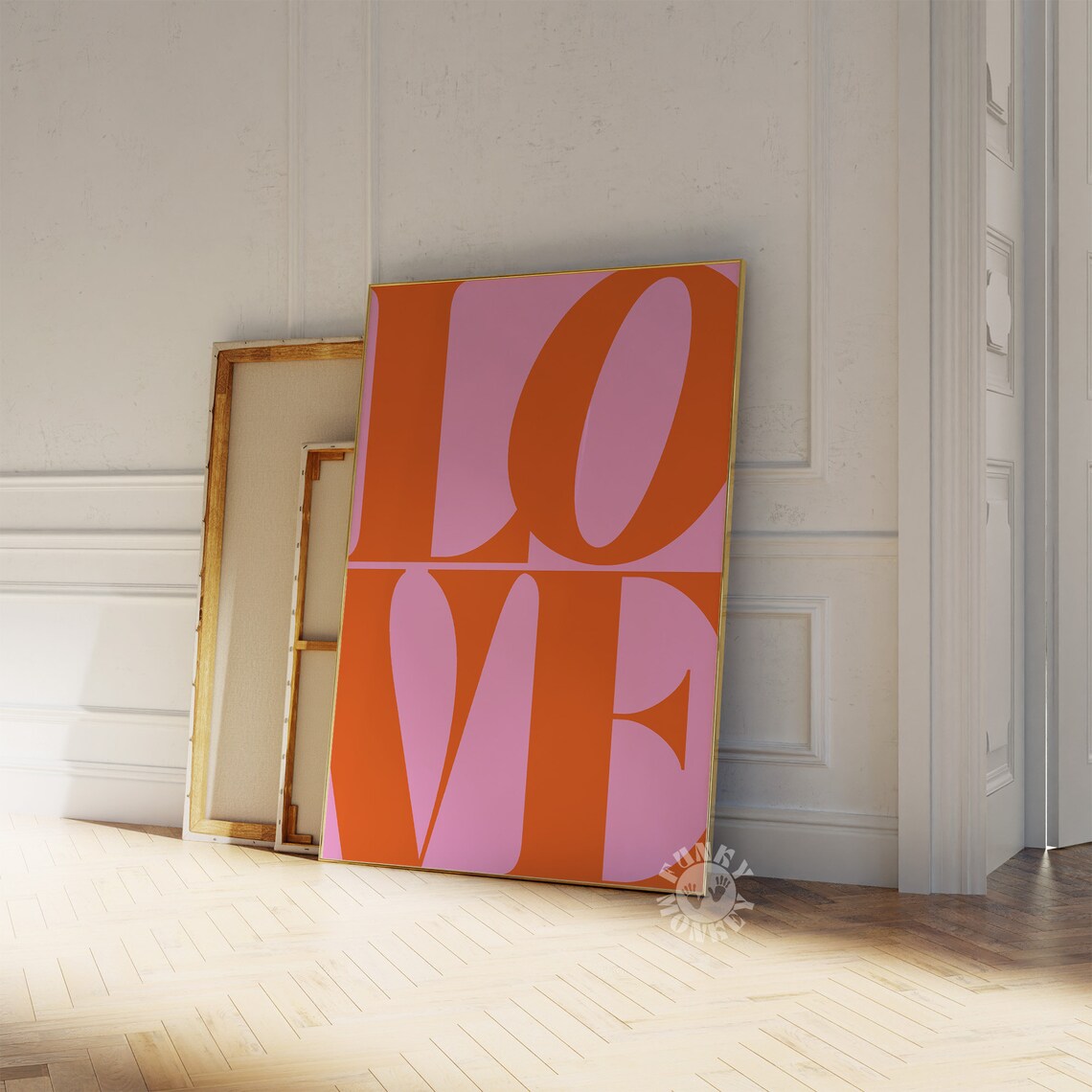 Love Retro Typography Art Print, Preppy Y2K Style