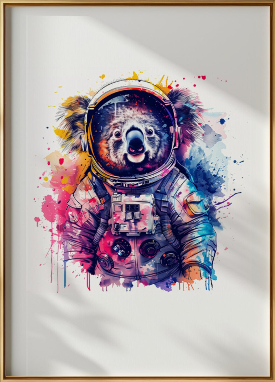 Koala Astronaut Watercolor Fuzzy Space Suit Animal Art Poster - Image 3