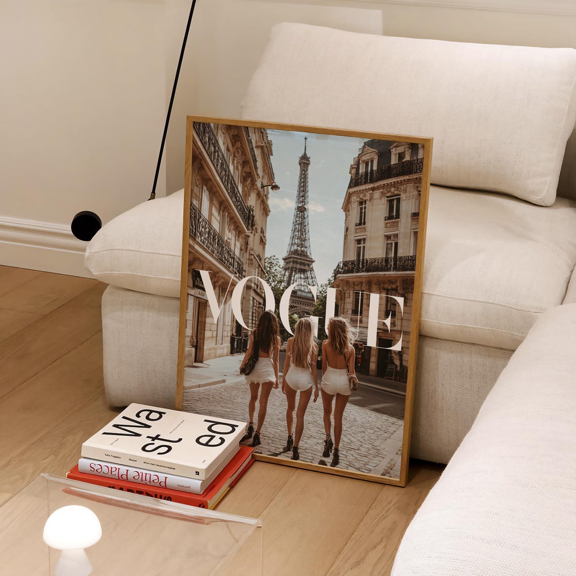 Eiffel Tower Paris Street Three Friends Vogue Style Travel Poster