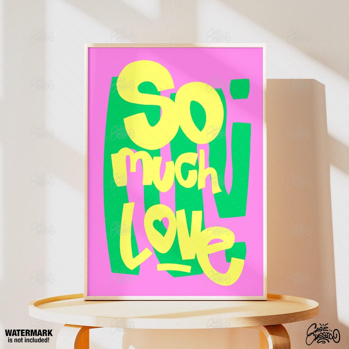 So Much Love Neon Yellow Purple Retro Typography Quote Poster - Image 3