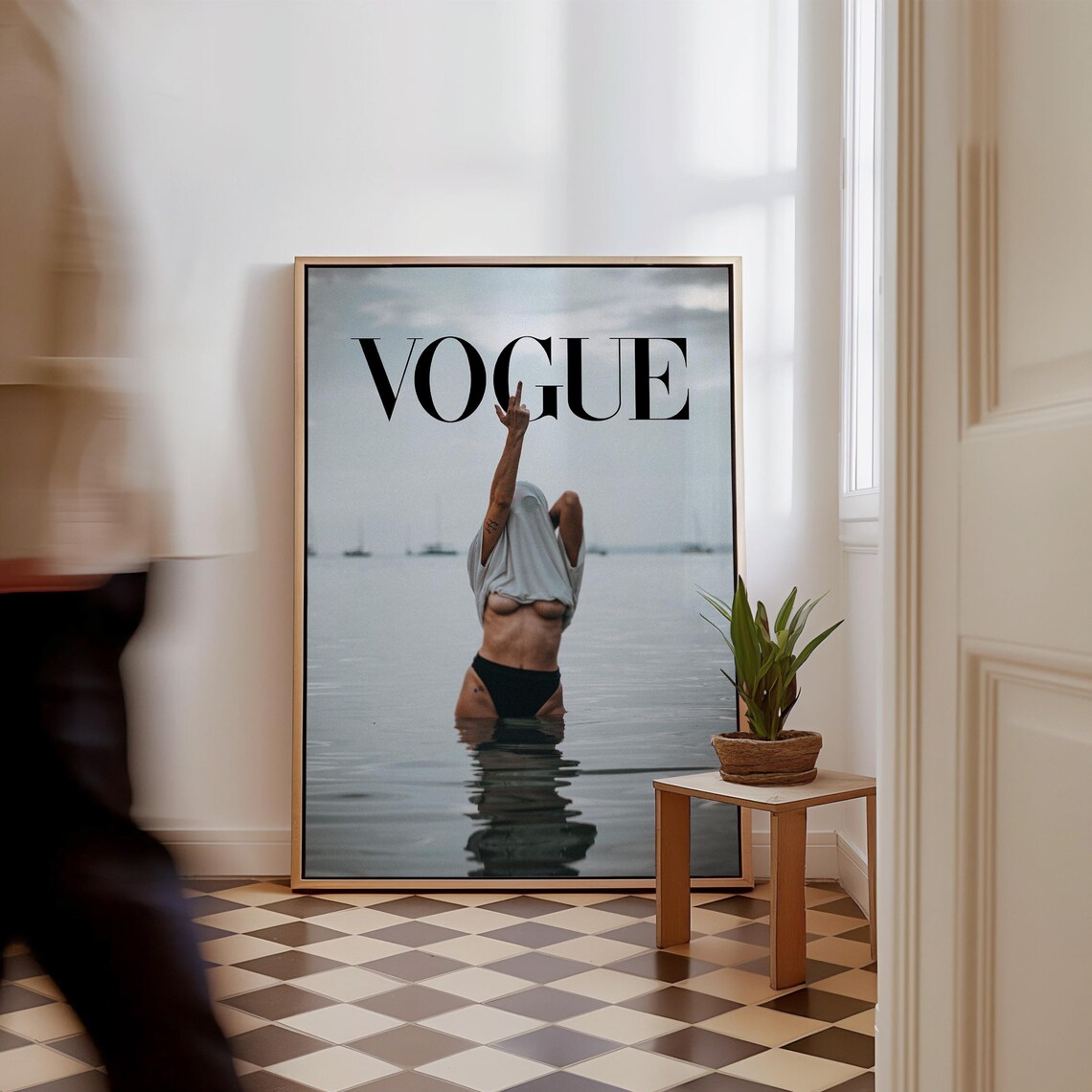 Vogue Style Rebellious Ocean Water Portrait Edgy Fashion Photo Poster