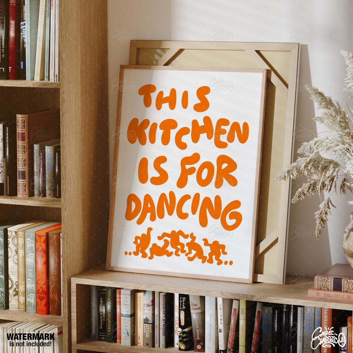 This Kitchen Is for Dancing Orange Typography Poster With Dancing Figures - Image 4