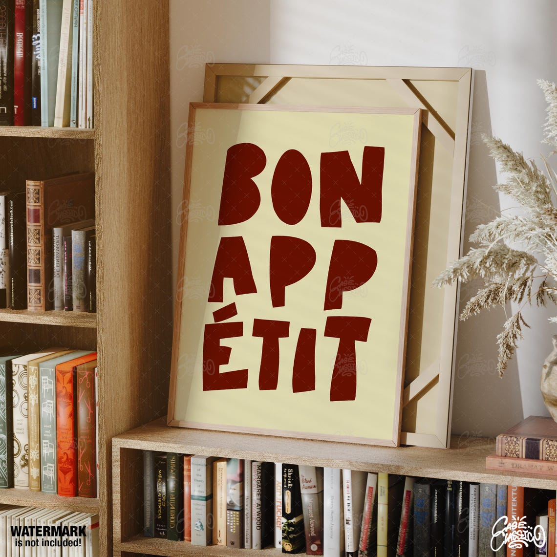 Bon Appetit Bold Burgundy Retro Typography Kitchen Wall Poster - Image 4