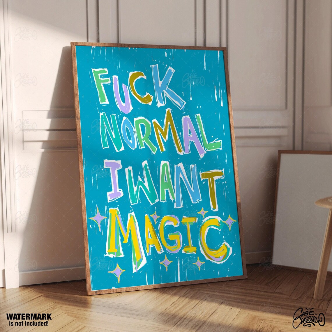Normal I Want Magic Vibrant Hand Painted Teal Quote Poster for Dreamers - Image 3