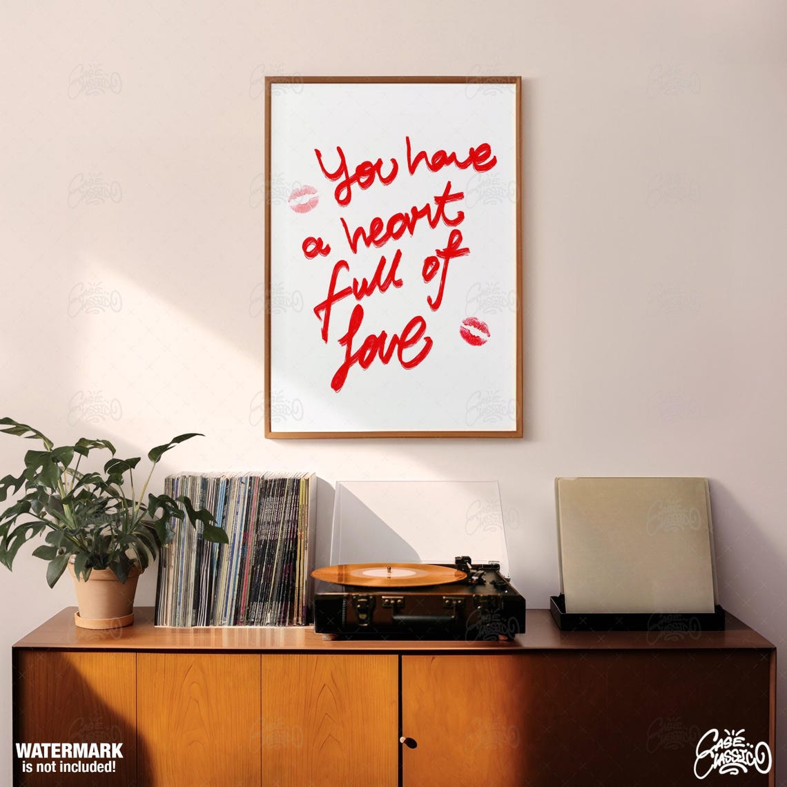 You Have a Heart Full of Love Red Script Lipstick Kiss Mark Wall Art - Image 2