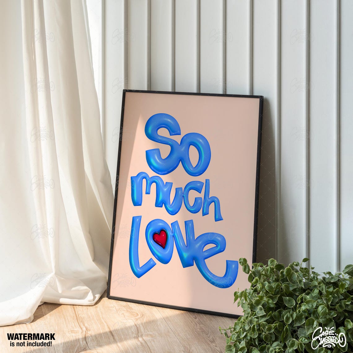 So Much Love Blue 3D Bubble Letters Red Heart Romantic Wall Art - Image 4
