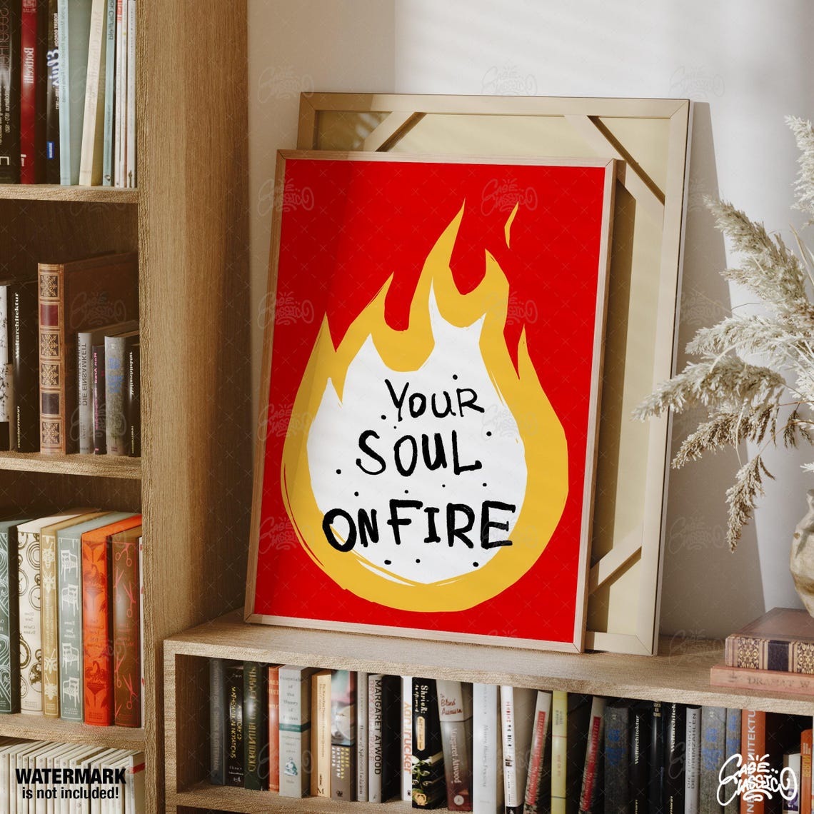 Passionate Your Soul On Fire Bold Red Flame Graphic Quote Poster - Image 2