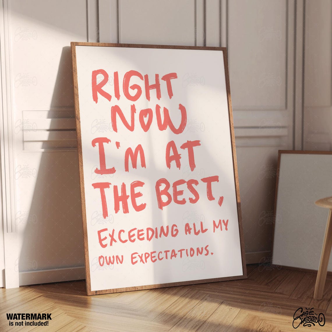 At Your Best Bold Red Block Lettering Affirmation Quote Poster - Image 3