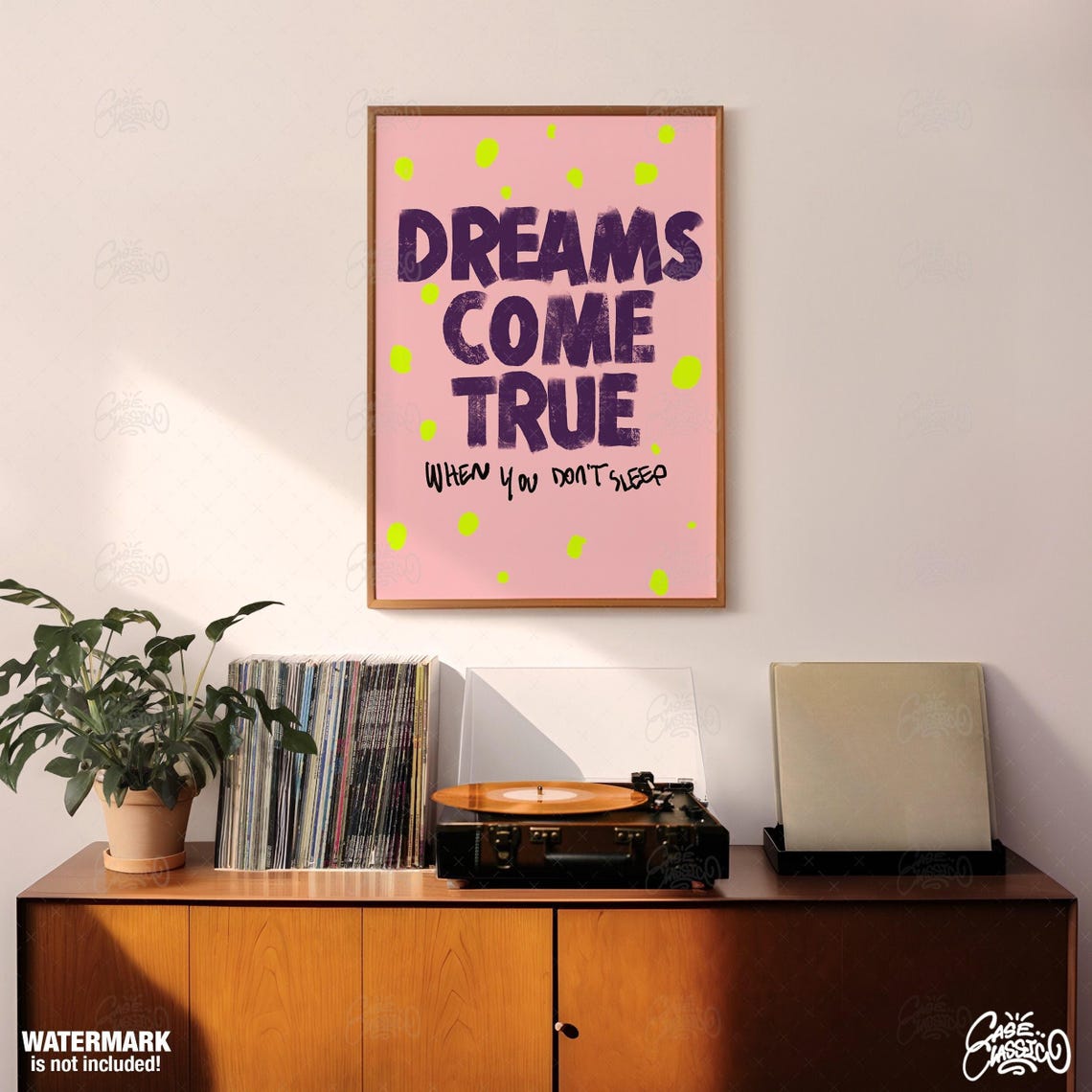 Dreams Come True When You Don't Sleep Pink Typography Quote Poster - Image 3