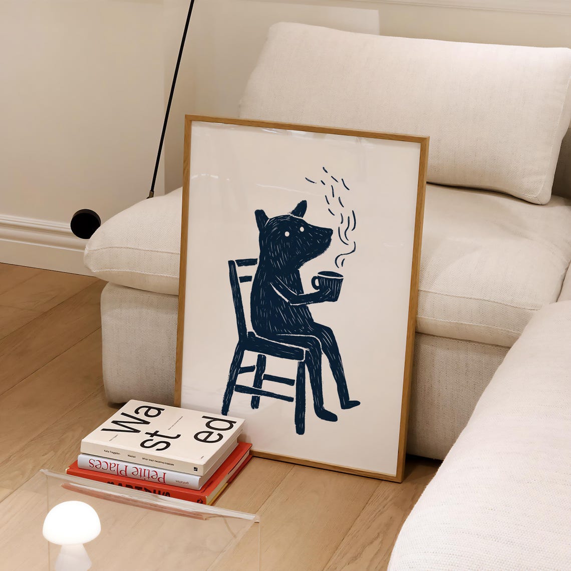 Black Dog Drinking Coffee Funny Hand Drawn Ink Sketch Animal Poster - Image 4