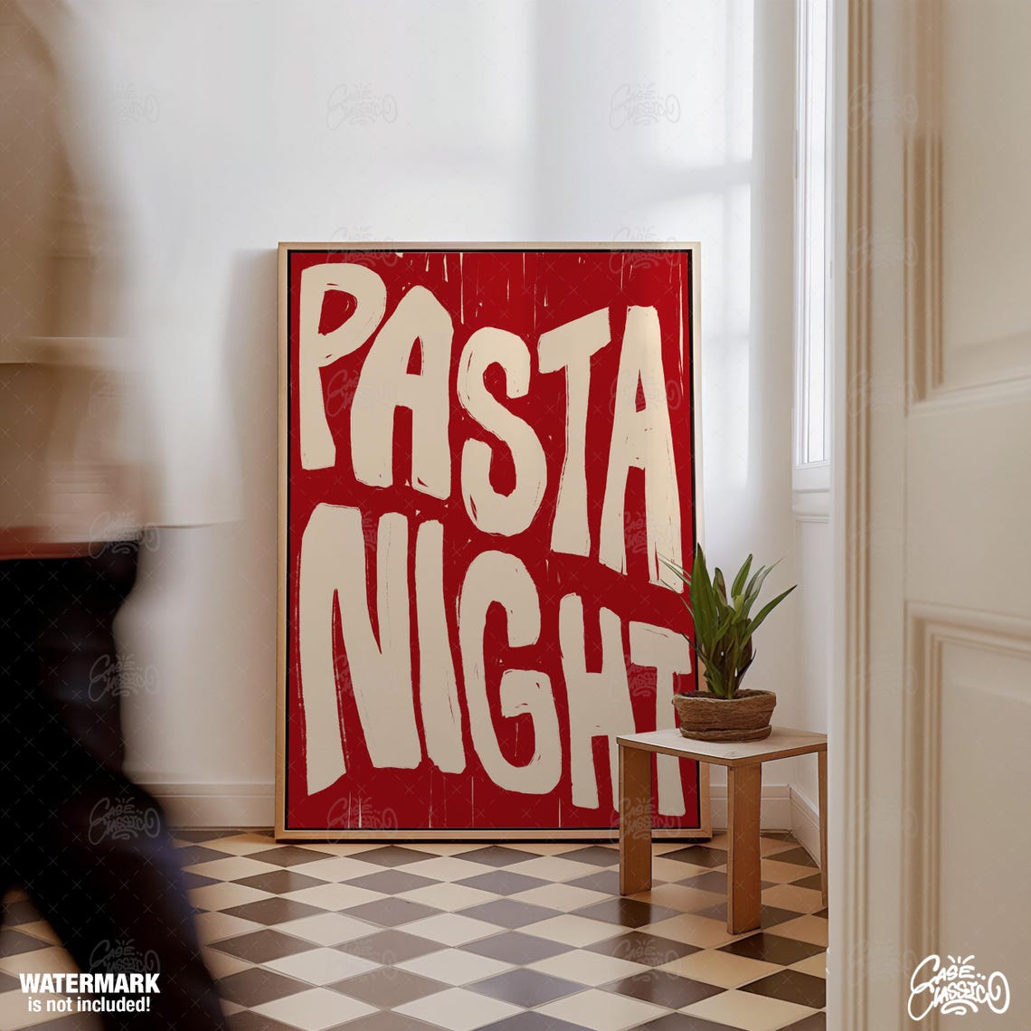 Pasta Night Chunky Red Letters Classic Italian Kitchen Wall Poster - Image 3