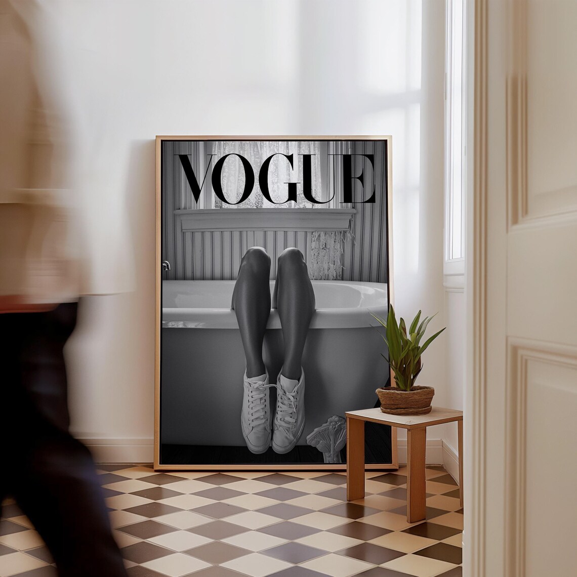 Black and White Vogue Style Woman Legs Bathtub Fashion Poster - Image 3