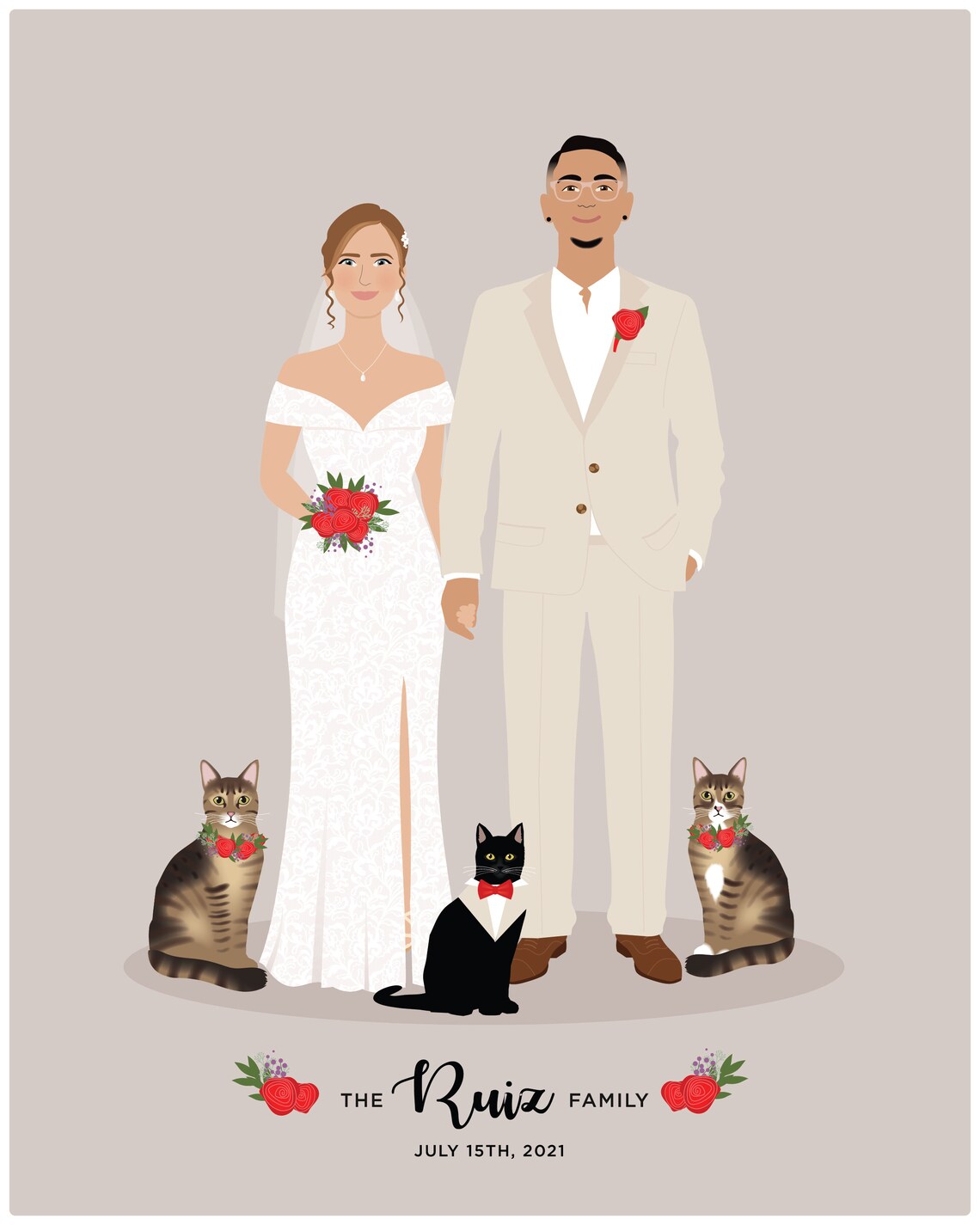 Custom Wedding Couple Illustration at Ivy House Venue Poster - Image 4