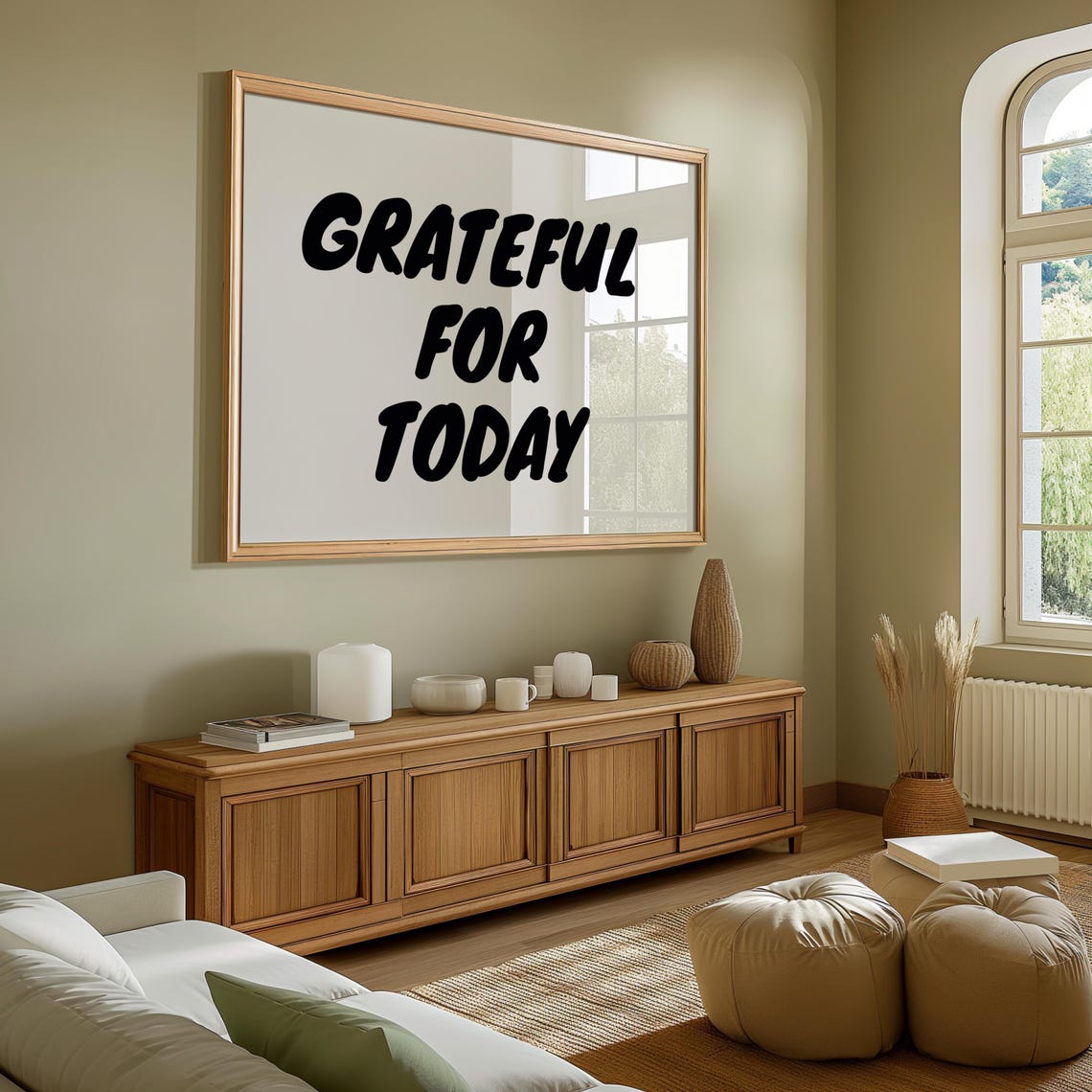 Grateful For Today Black Bold Retro Lettering Positive Quote Poster