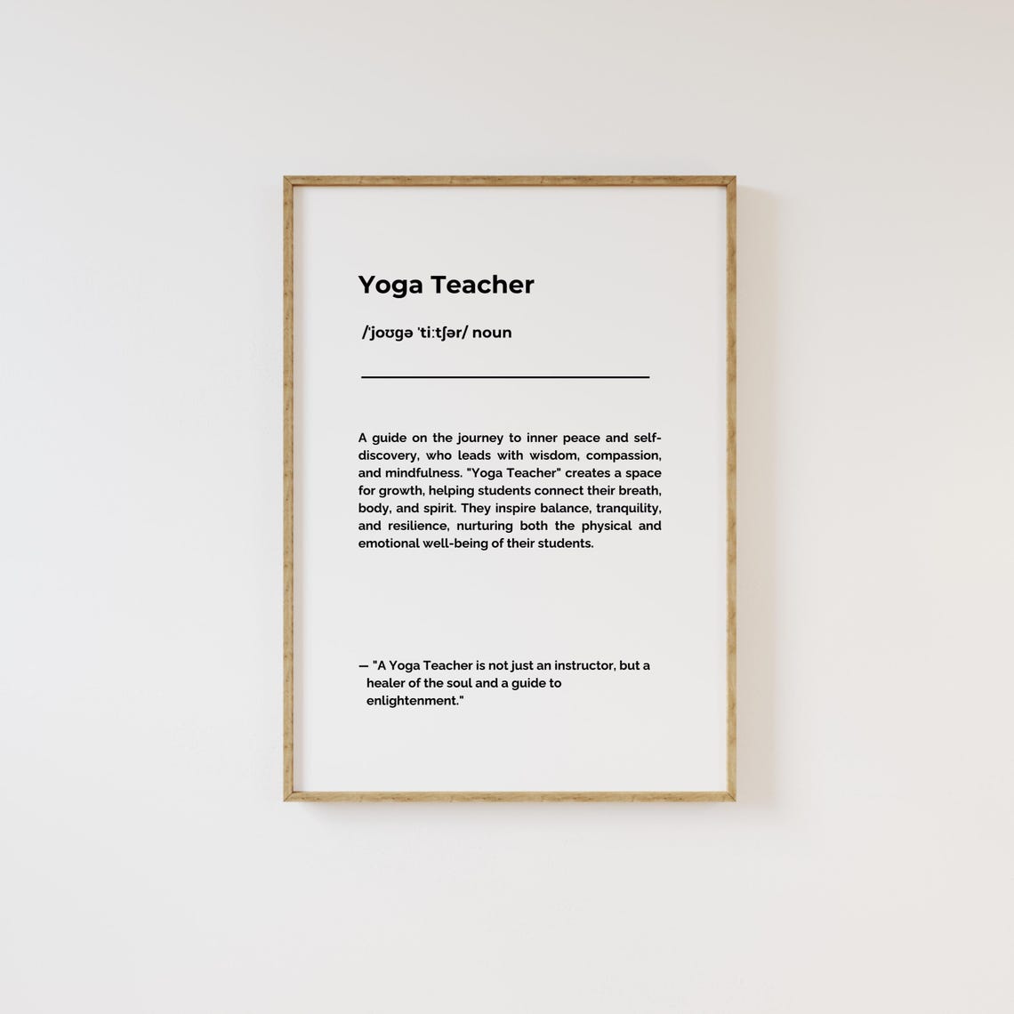 Yoga Teacher Definition Poster Mindful Studio Gift Wall Decor - Image 3