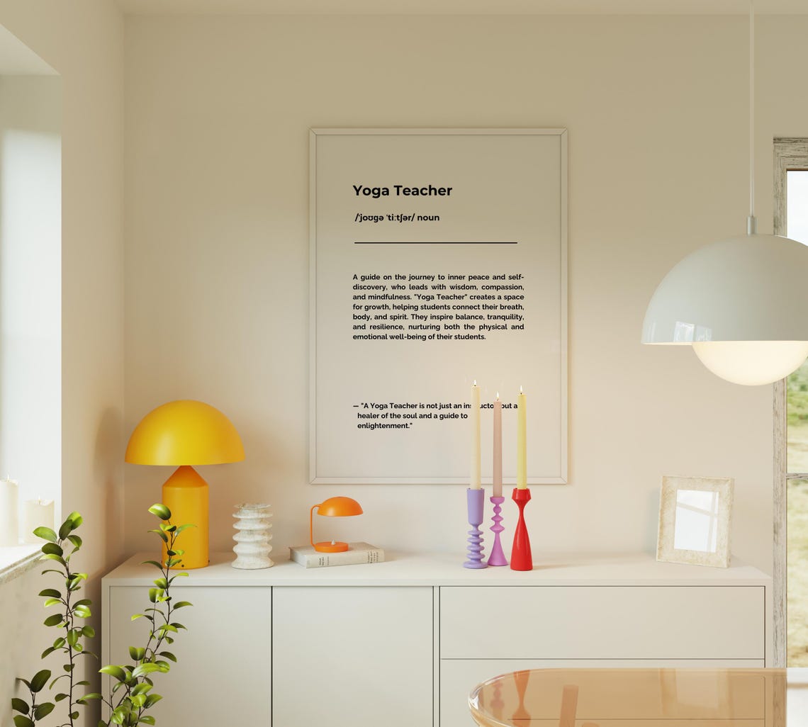 Yoga Teacher Definition Poster Mindful Studio Gift Wall Decor - Image 2
