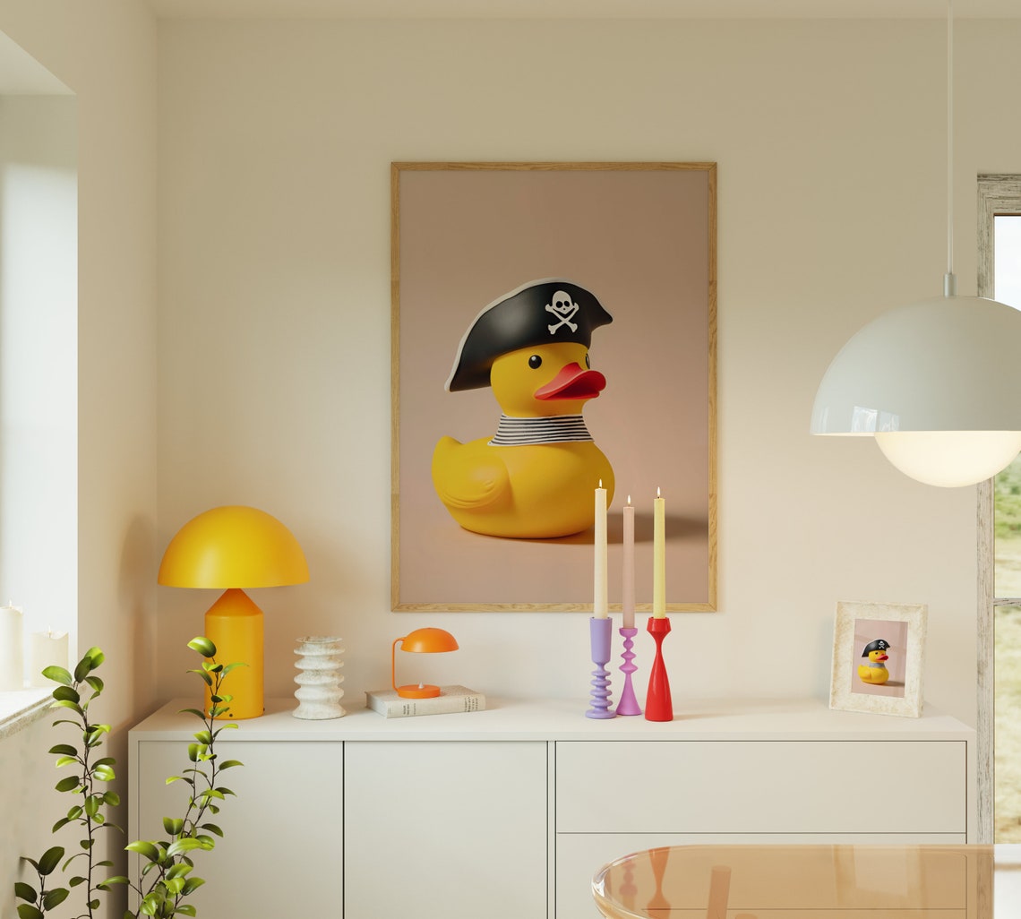 Pirate Rubber Duck Quirky Bathroom Print Funny Kids Gift Decor - Image 3