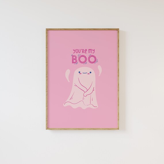 Youre My Boo Cute Pink Ghost Sweet Halloween Spooky Decor Poster