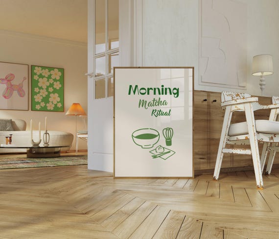 Matcha Poster Matcha Club Art Print Cute Kitchen Wall Art Trendy Kitchen Decor Matcha Latte Art Print