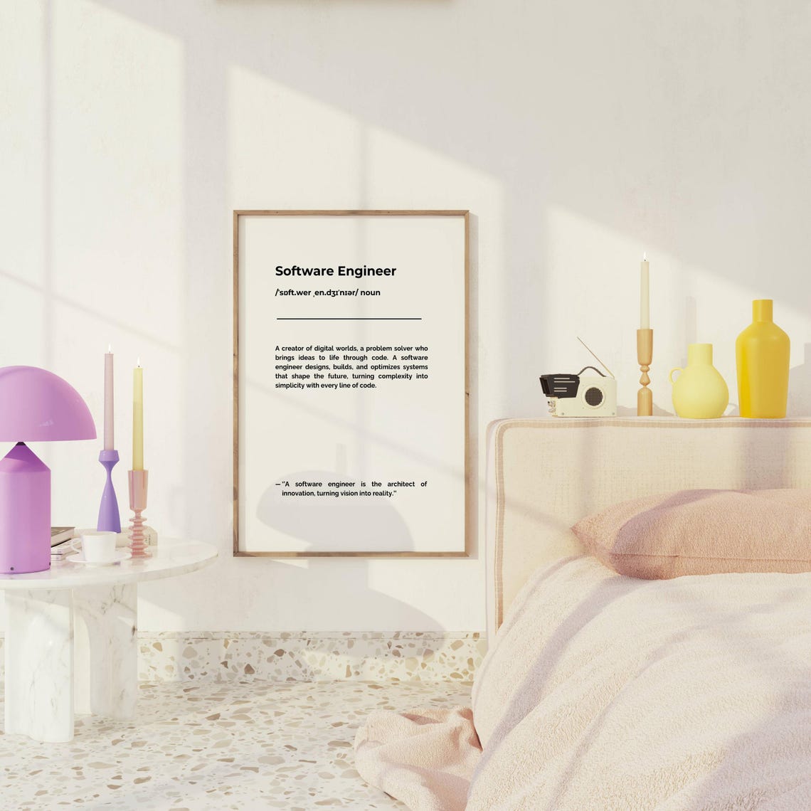 Software Engineer Definition Typography Print Office Gift Decor - Image 2