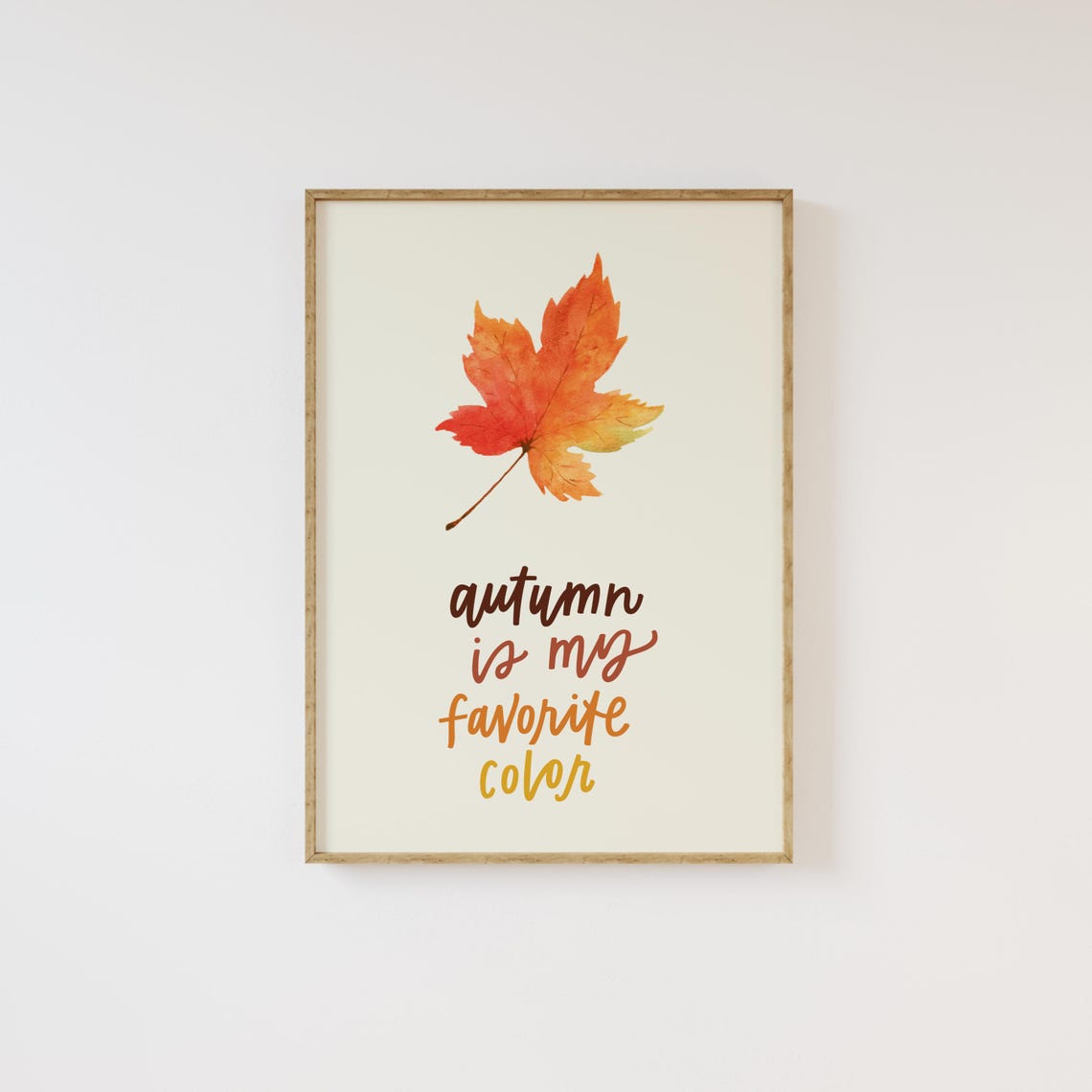 Autumn Is My Favorite Color Orange Maple Leaf Watercolor Fall Poster - Image 3
