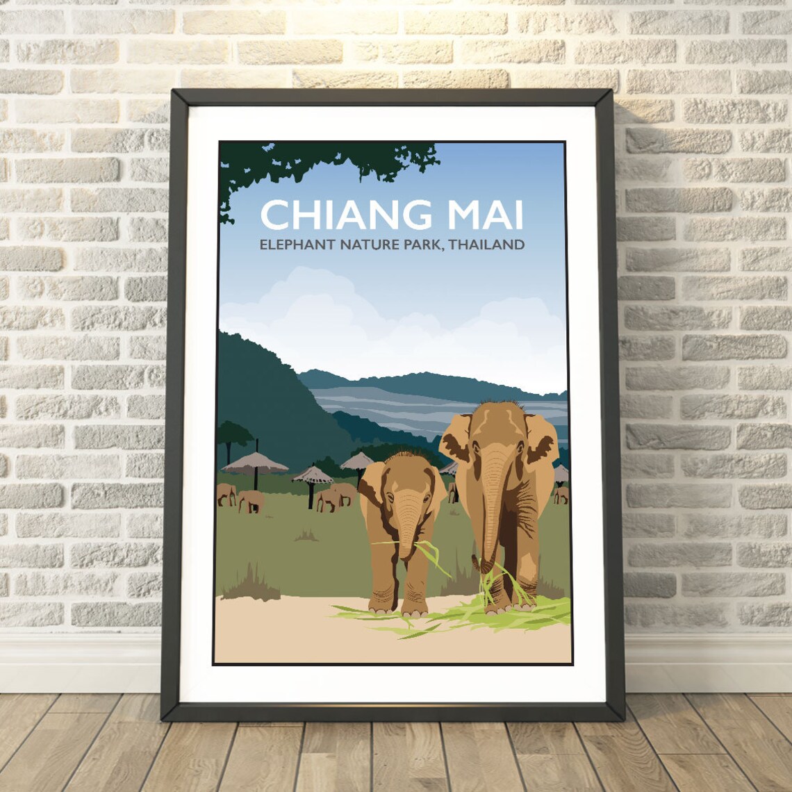 Chiang Mai Elephant Nature Park Thailand Travel Poster