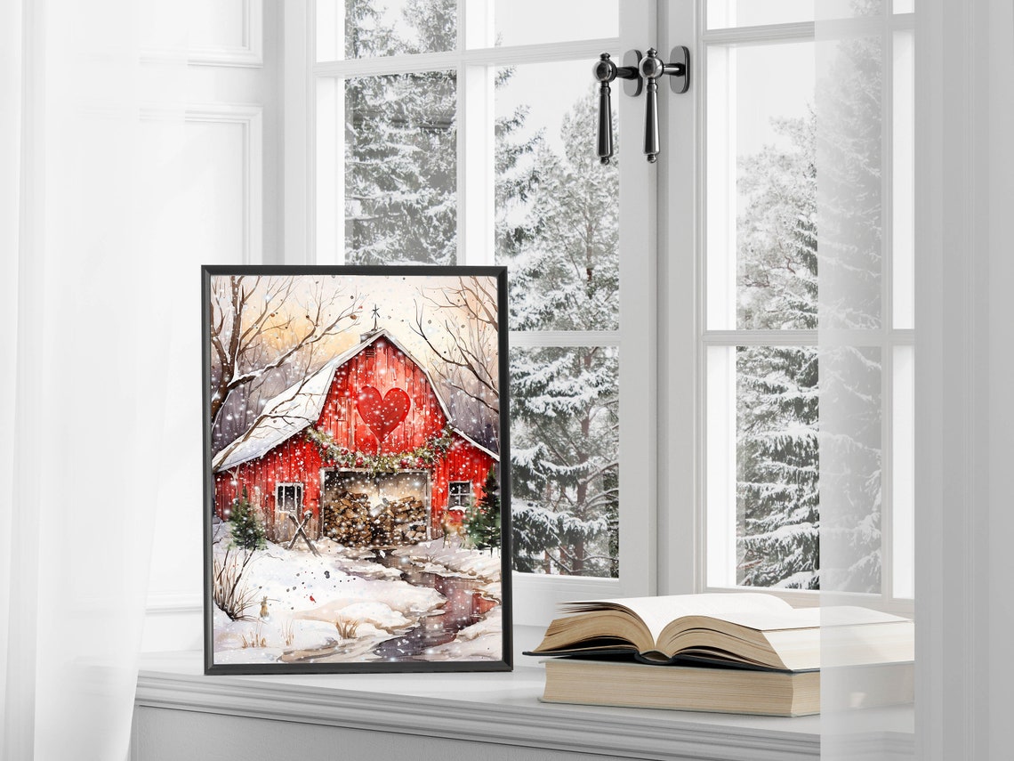 Valentine Woodland Barn Country Decor 5x7 8x10 85x11 11x14 16x20 Farmhouse Holiday Wall Art Diy Holiday Decor Valentine Sign - Image 3