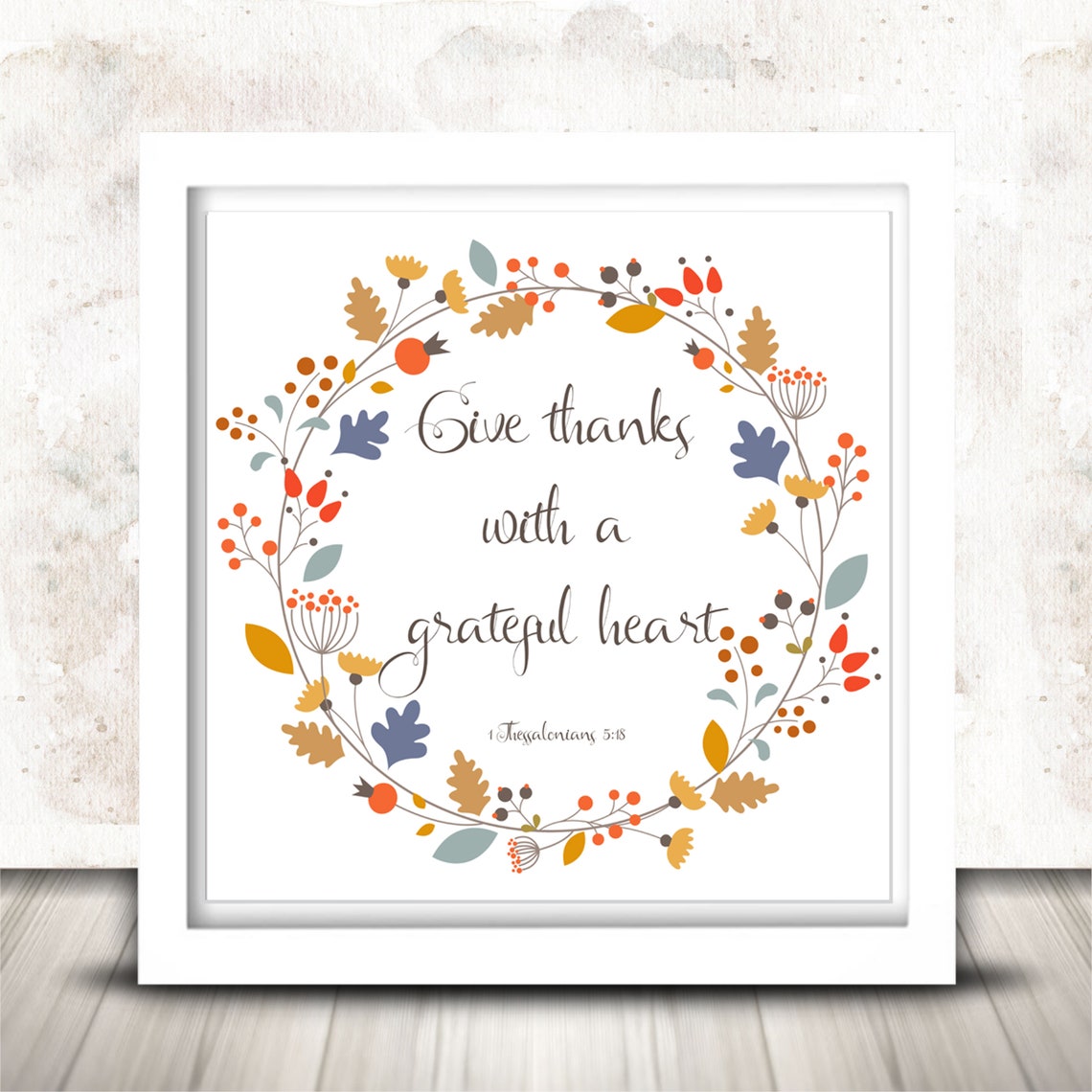 Give Thanks with a Grateful Heart Wreath Thanksgiving Wall Art - Image 2