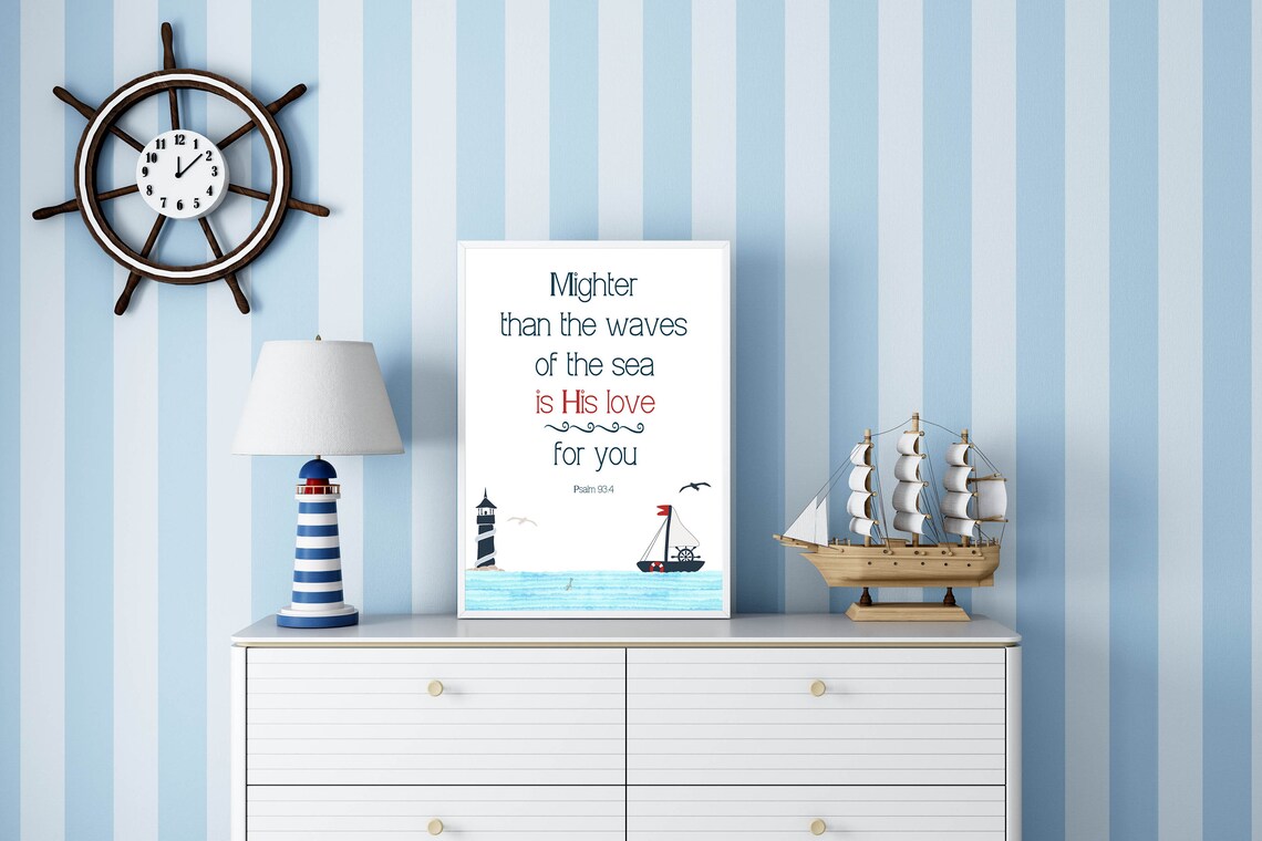 Psalm 93:4 Bible Verse Nautical Scripture Art Print - Image 2