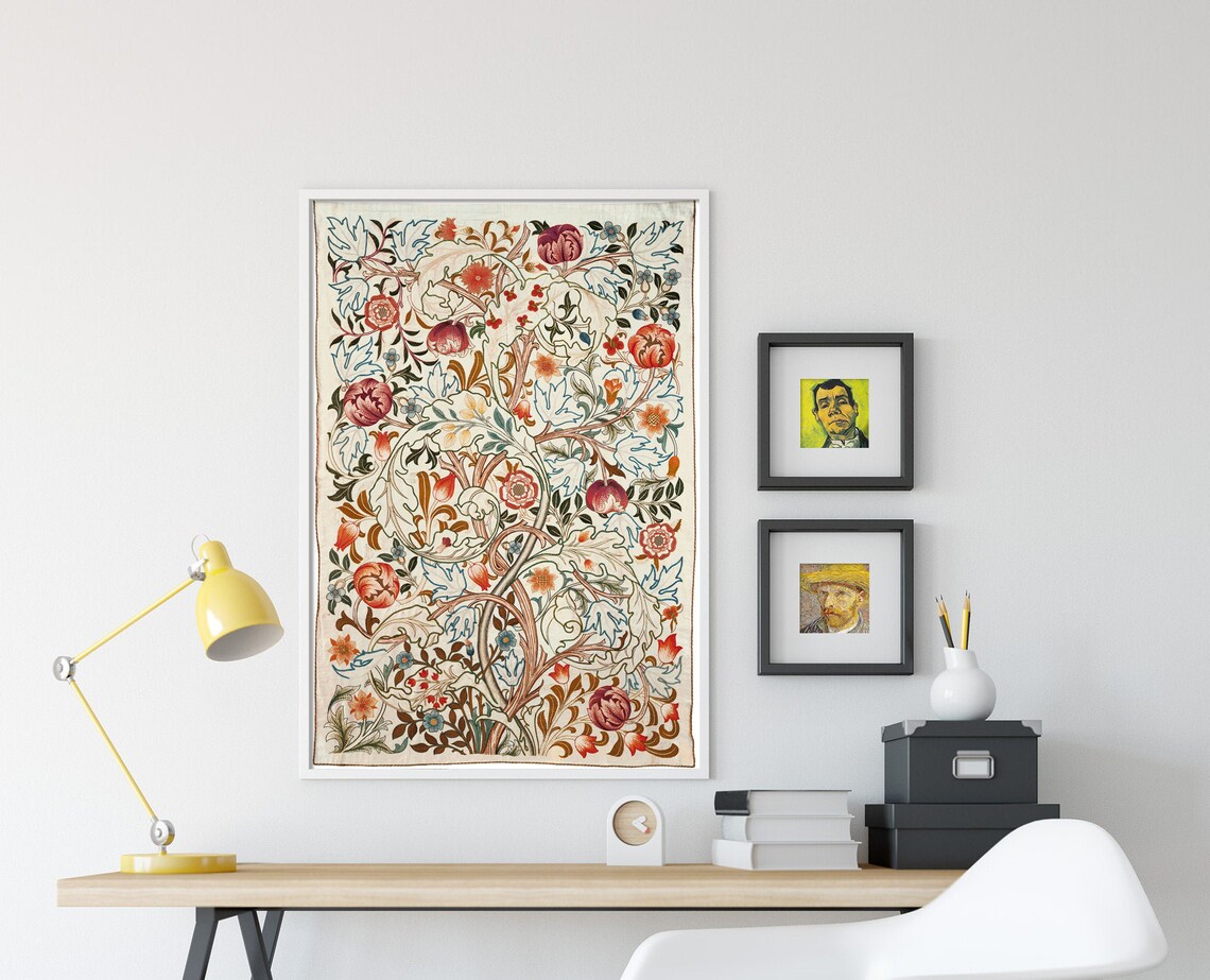 William Morris Acanthus Door Silk Embroidery Art Print - Image 3