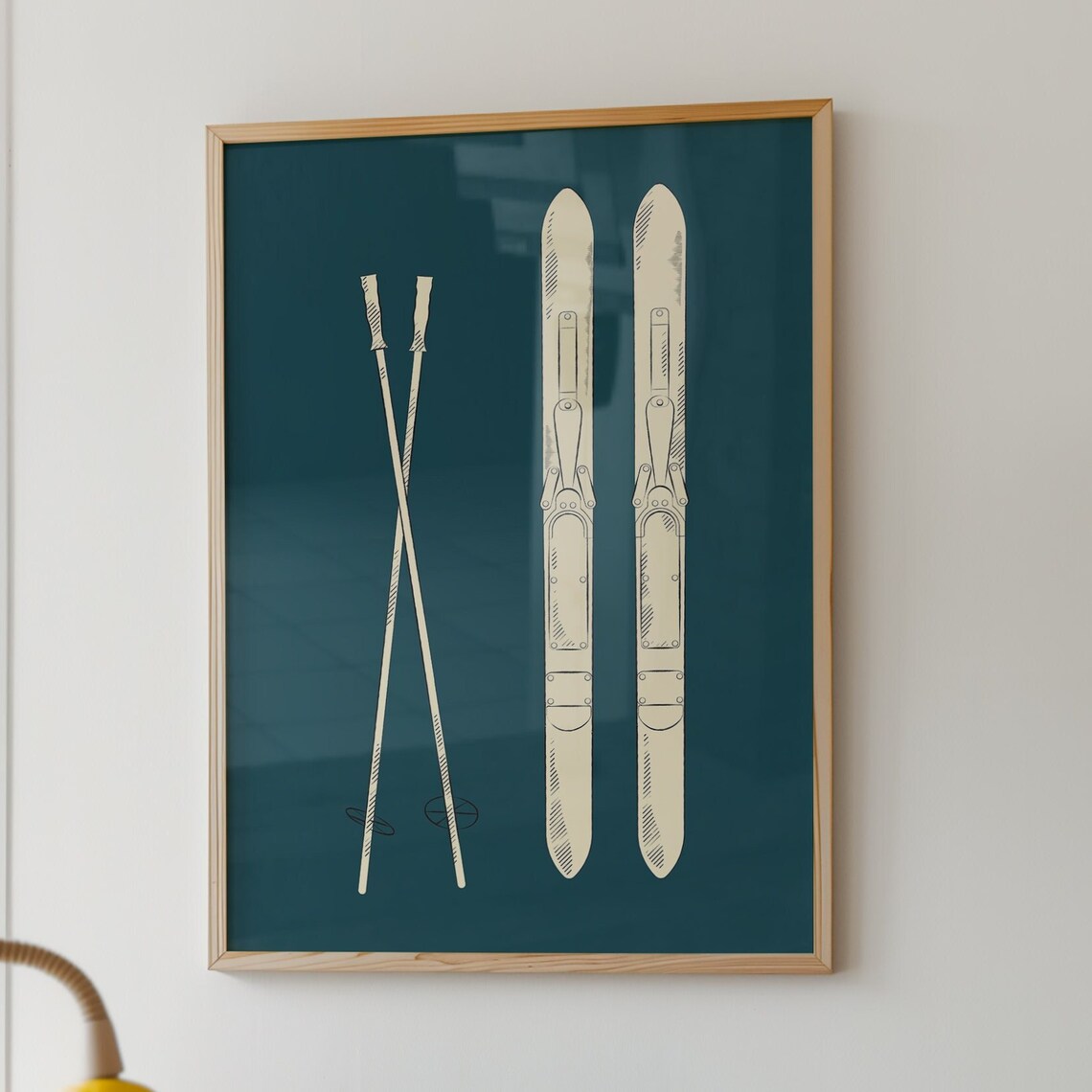 Vintage Ski Equipment Poster, Minimalist Art Print