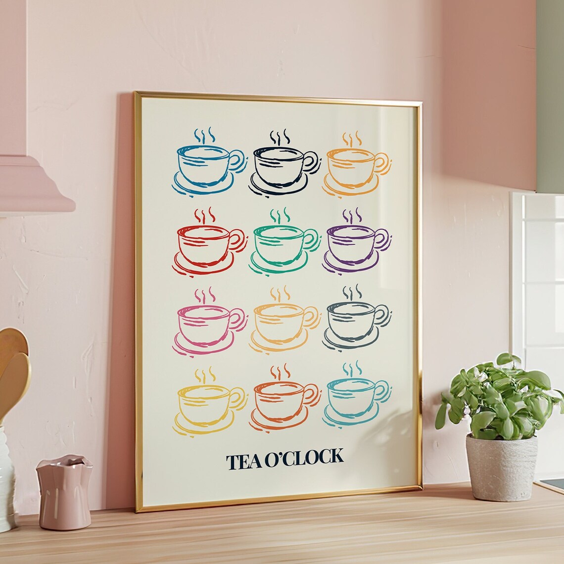 Tea Oclock, Modern Kitchen Art for Tea Lovers