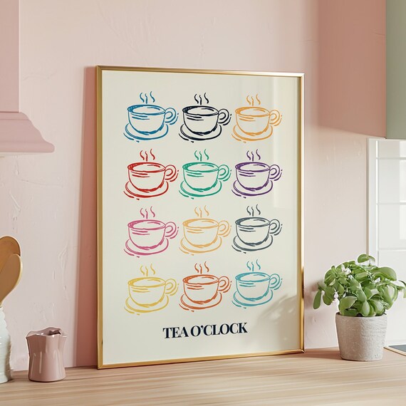 Tea Oclock, Modern Kitchen Art for Tea Lovers