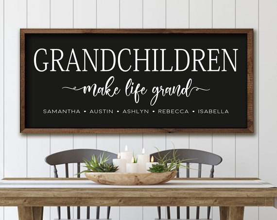 Grandchildren Make Life Grand Wood Sign, Personalized