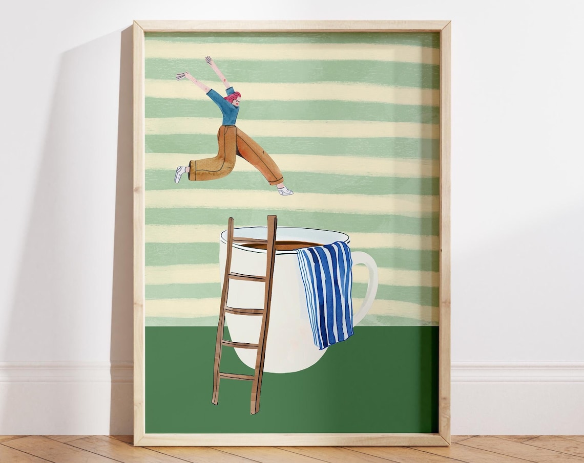 Coffee Diver Good Morning Poster Print, Kitchen Wall Art