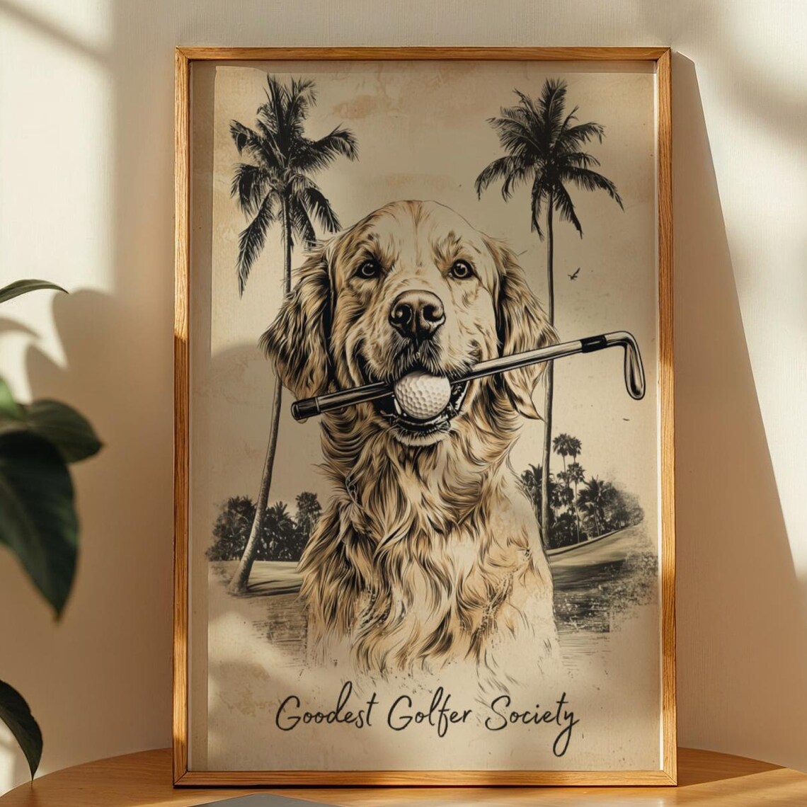 Goodest Golfer Society Golden Retriever Club Ball Retro Dog Poster