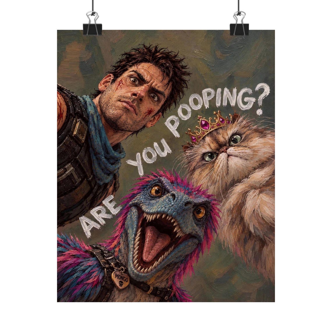 Funny Dungeon Crawler Carl Matte Vertical Poster Are You Pooping Toilet Bathroom Print Book Lover Gift Donut And Mongo Wall Art - Image 6