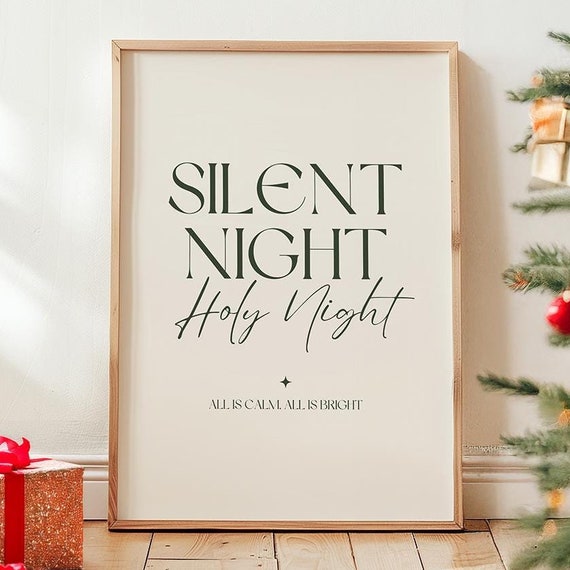 Silent Night Lyrics Print Minimalist Christmas Decor