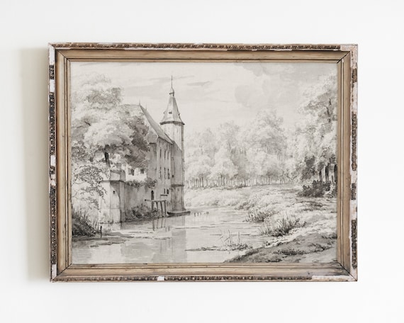 Castle Watercolor Vintage Architecture Art Print