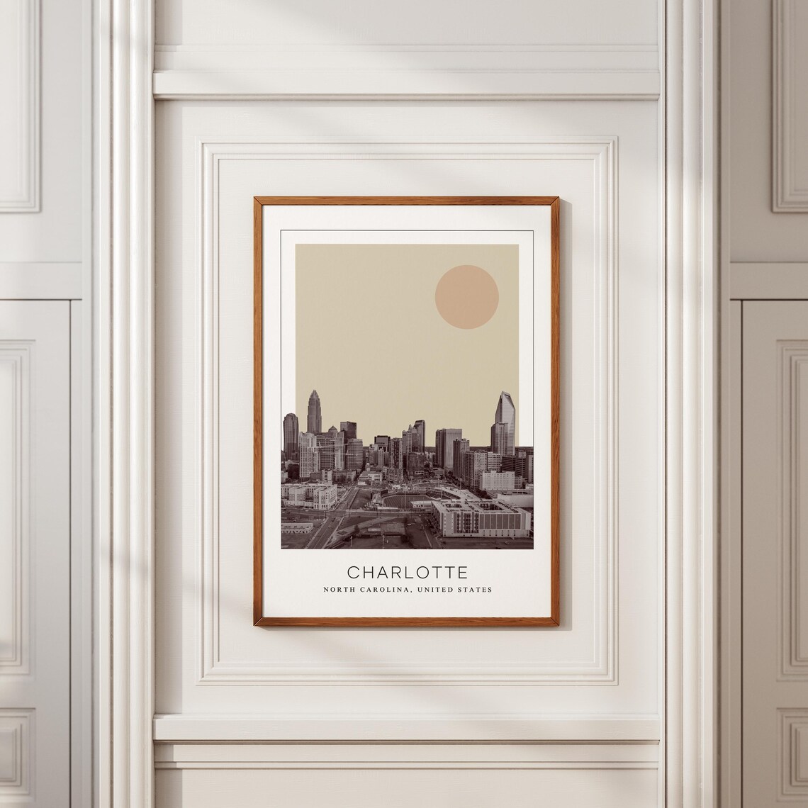Charlotte North Carolina Downtown Skyline Minimalist Travel Poster - Image 2