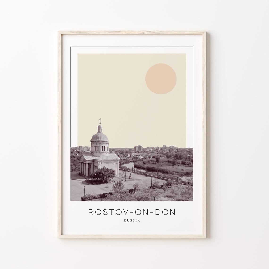Rostov On Don Riverside Cathedral Minimalist Russia Travel Poster