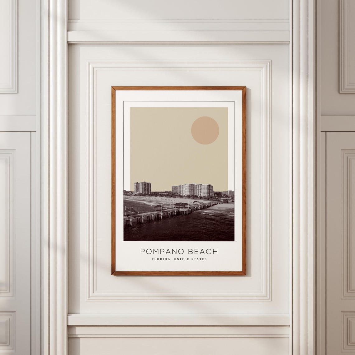 Pompano Beach Florida Oceanfront Fishing Pier Minimalist Travel Poster - Image 2