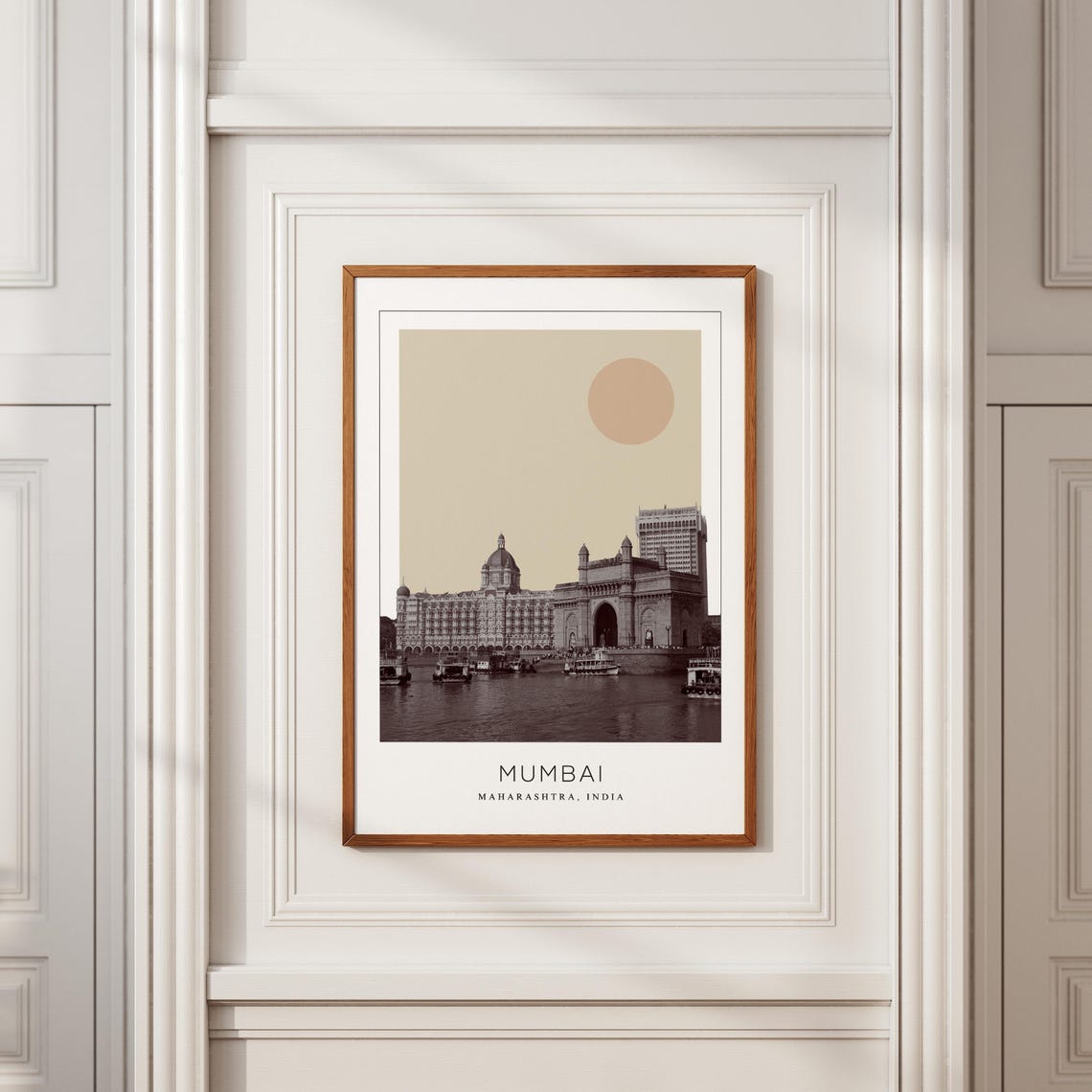 Mumbai Gateway of India Harbor Beige Sun Minimalist Travel Poster - Image 2